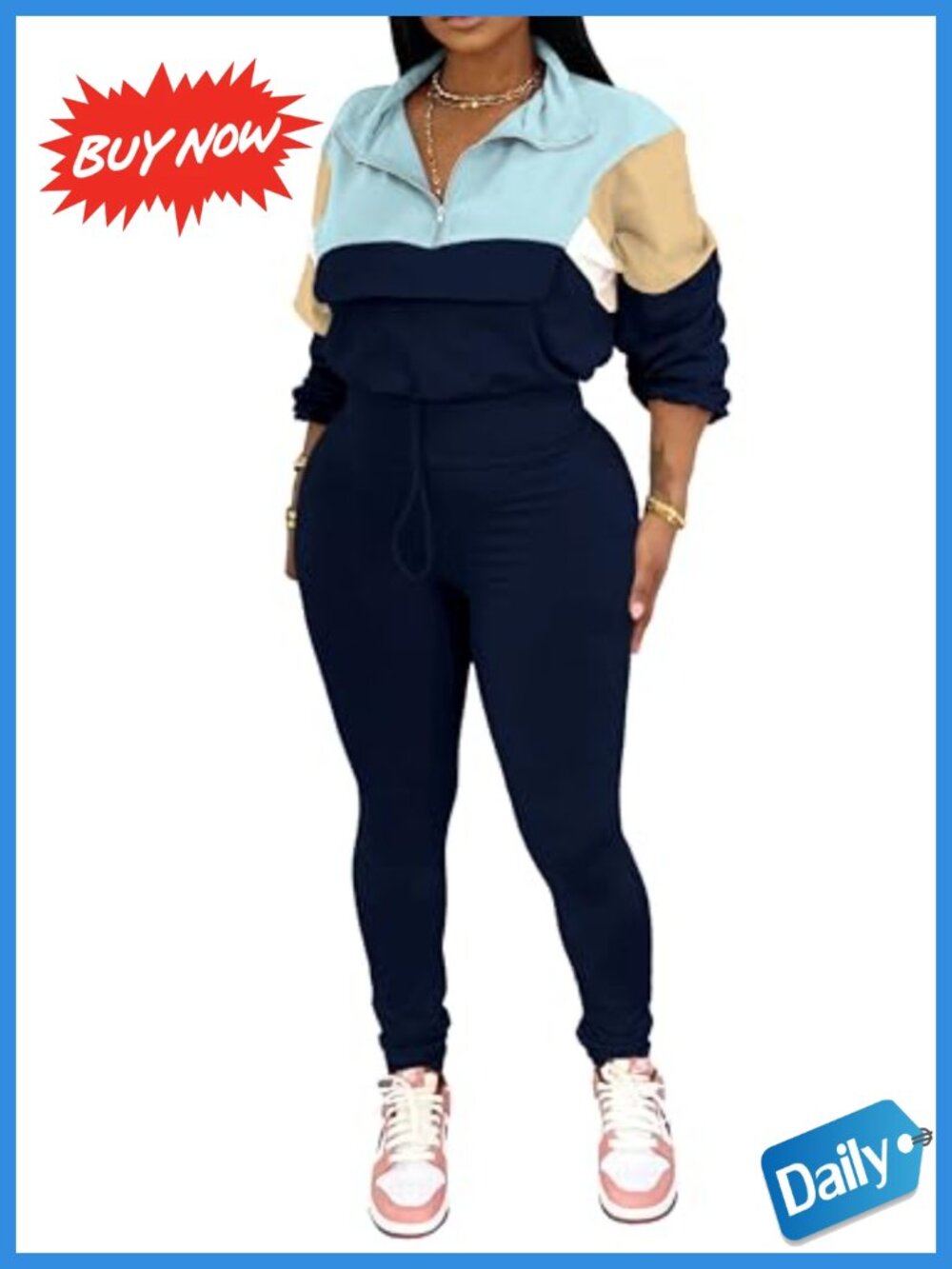 Half Zip Sweatshirt & Sweatpants Tracksuit Set Long Sleeve Lounge